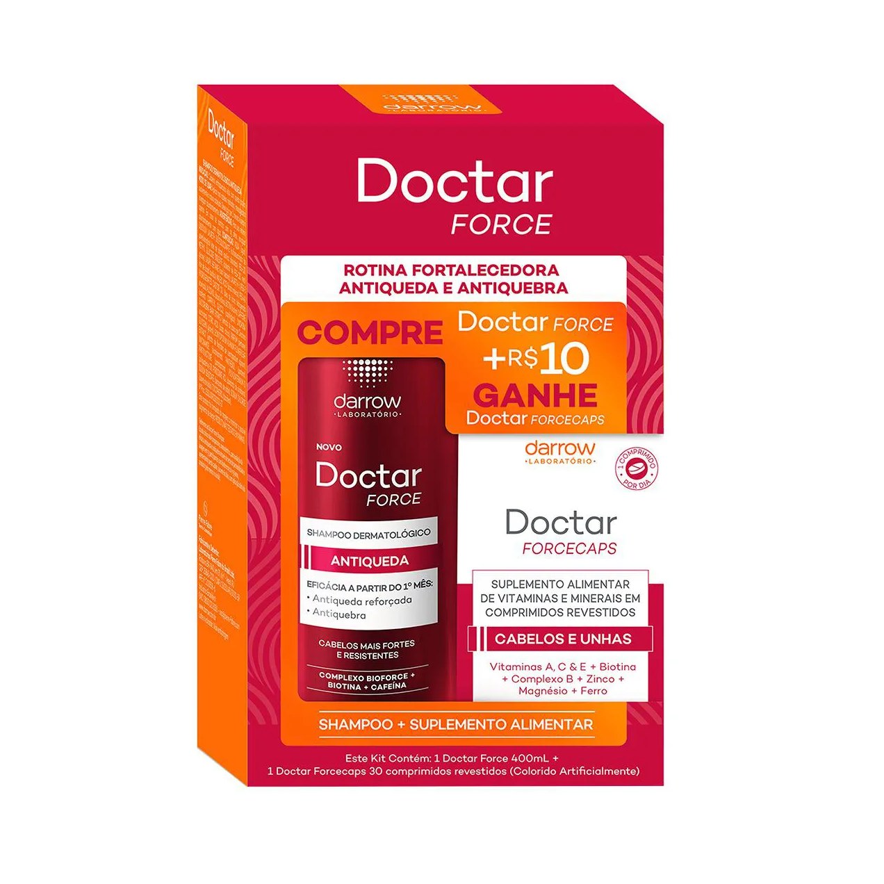 Kit Doctar Force Shampoo 400ml + Polivitamínico ForceCaps 30 cápsulas