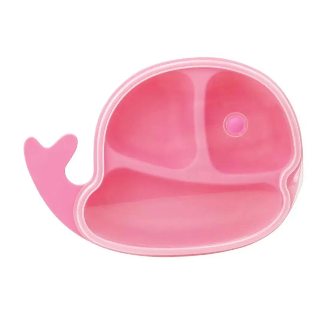 Prato Baleia com Tampa Rosa Clingo