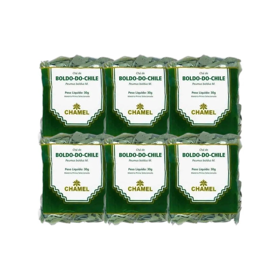 Kit 6X Chá Pacote Boldo do Chile Folhas 30G - Chamel