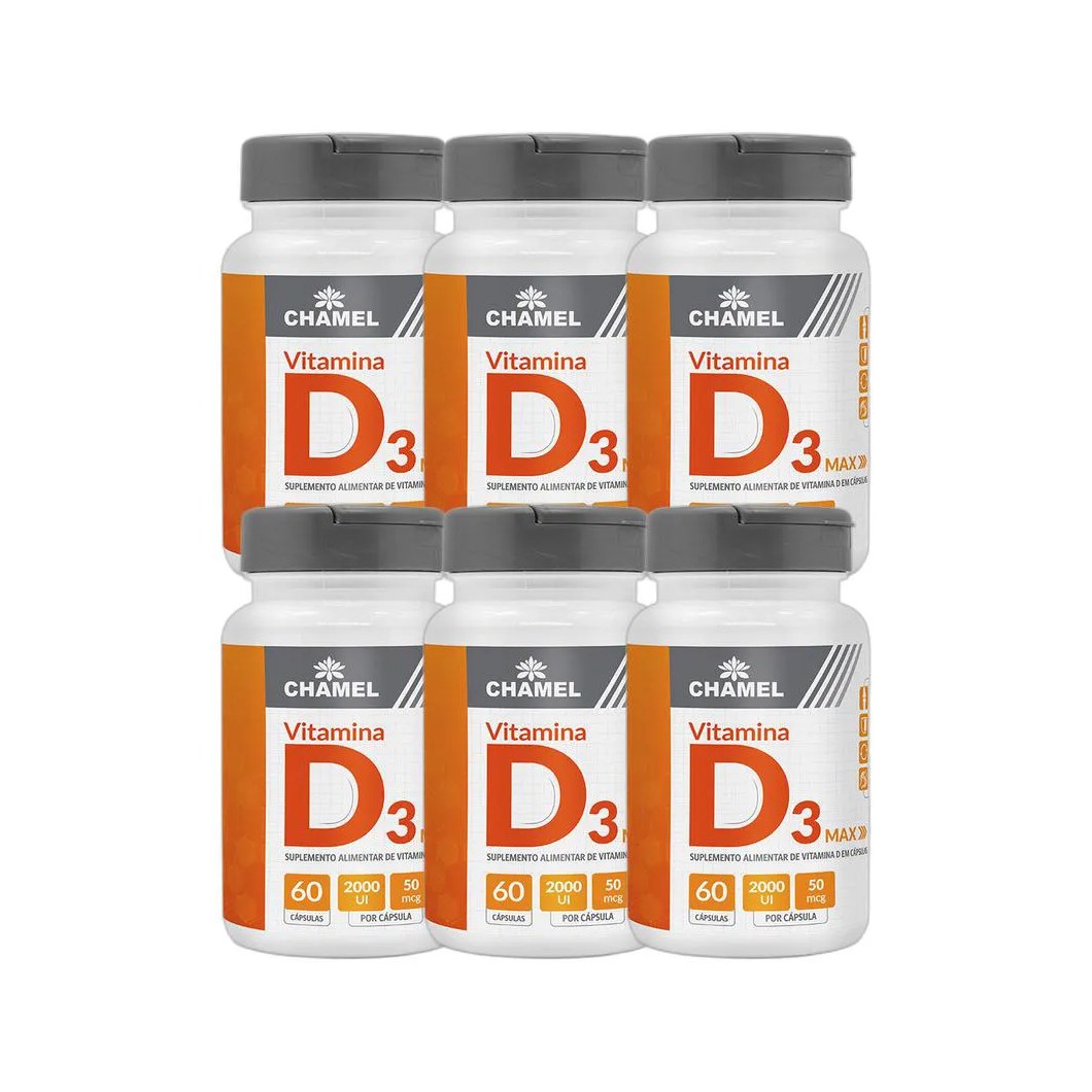 Kit 6X Max Vitamina D3 500Mg 60 Cps - Chamel