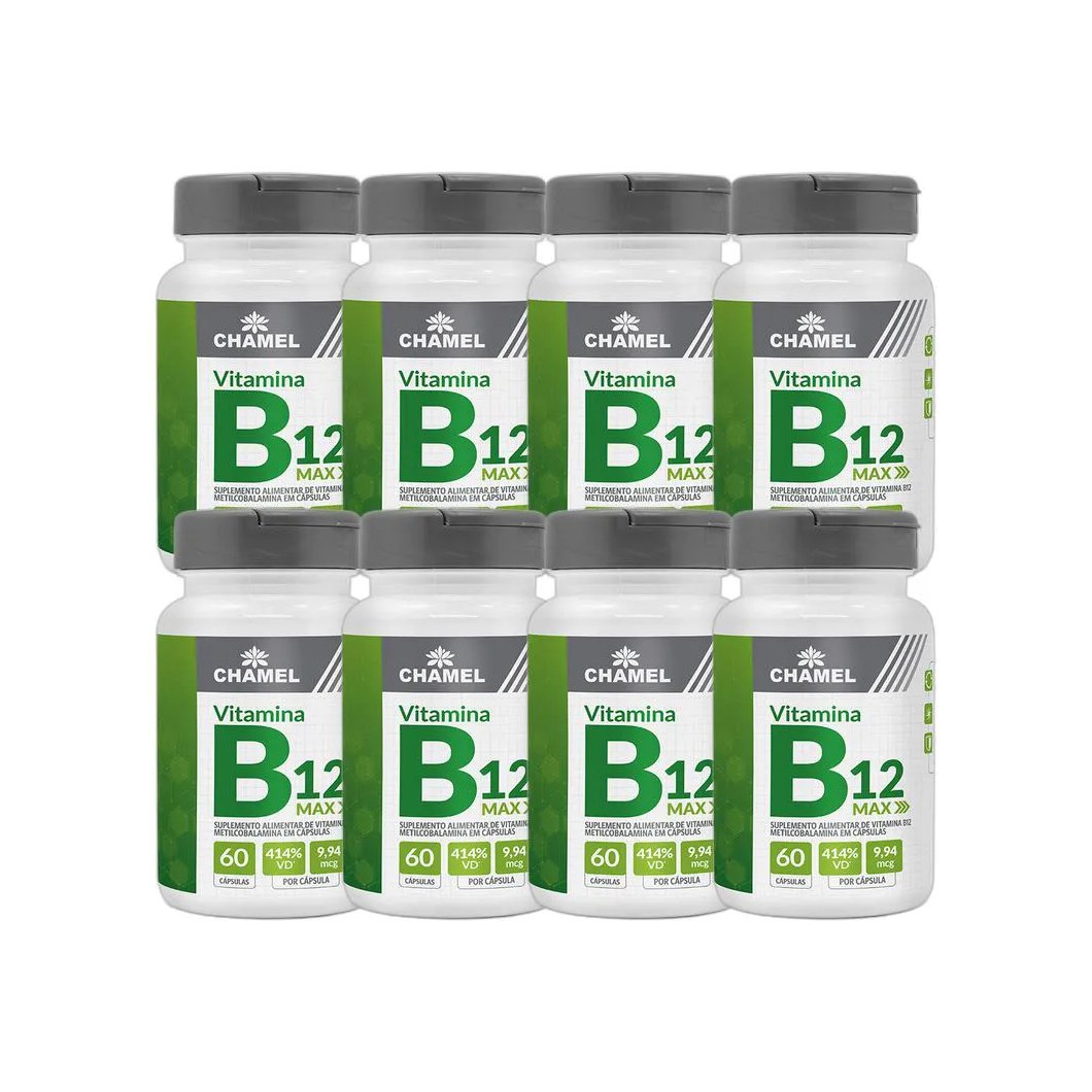 Kit 8X Max Vitamina B12 Metilcobalamina 60 Cps - Chamel