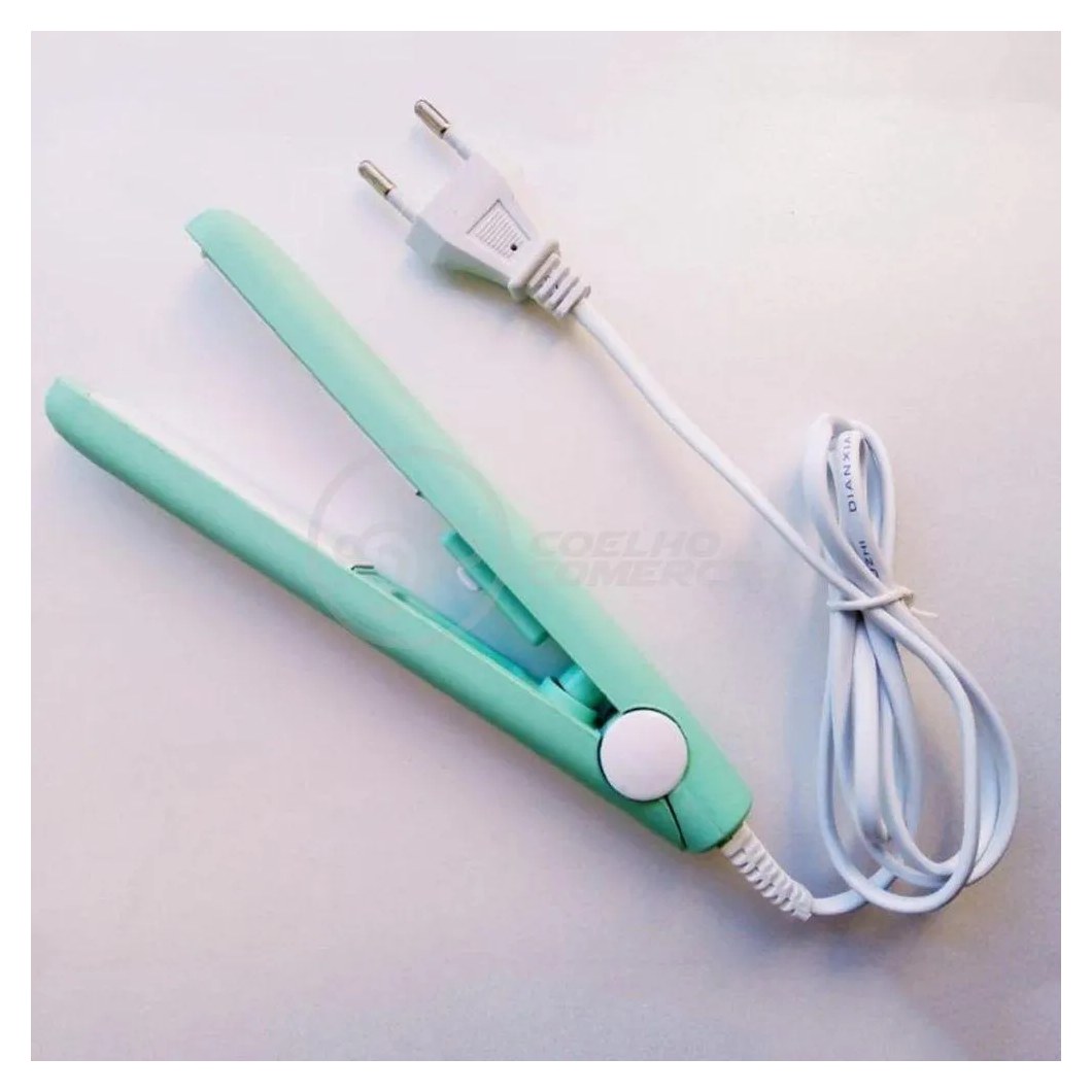 Mini Chapinha Prancha Portátil 17Cm Bivolt Profissional Azul