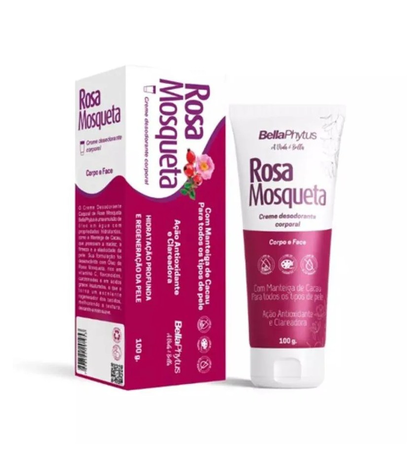 Rosa Mosqueta Creme Desodorante Corporal Bellaphytus 100Ml