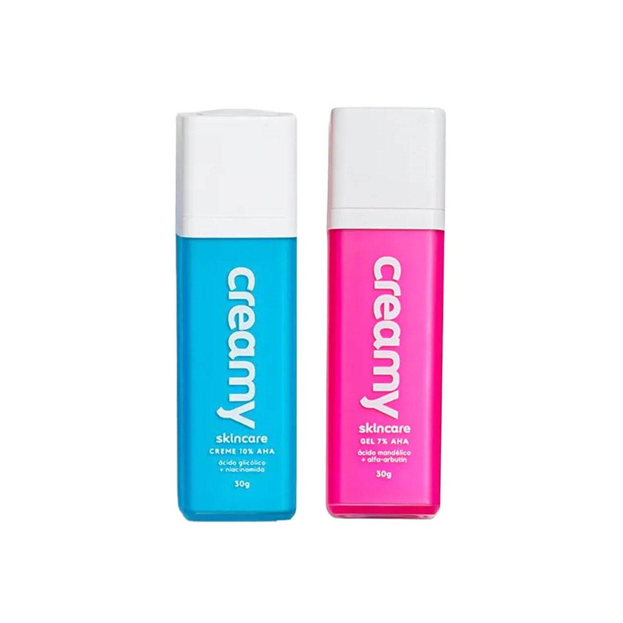 Kit Facial Creamy Skincare Gel Clareador Antiacne Ácido Mandélico 30g + Creme Retexturizador Ácido Glicólico 30g