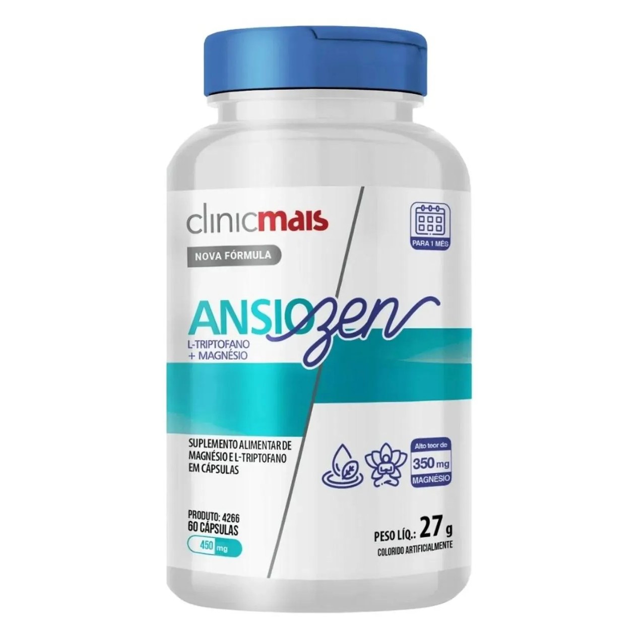 Ansiozen (magnésio + L-triptofano) 60 cápsulas - Clinicmais