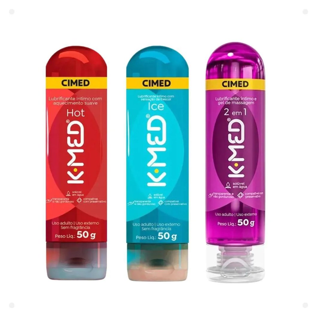 Kit Cimed K-med Lubrificantes Íntimo Trio: Hot, Ice e 2 em 1 50g