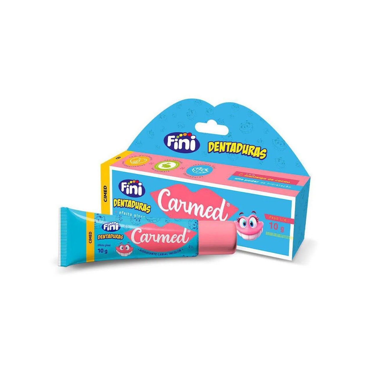 Hidratante Labial Carmed Fini Dentaduras Incolor Efeito Gloss 10g