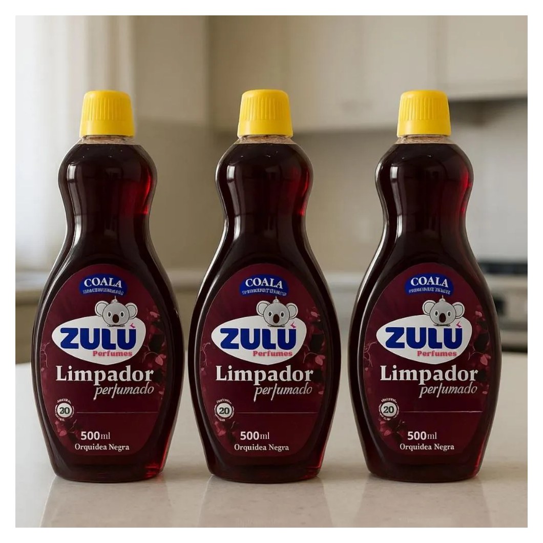 Kit Coala Zulu Perfumes: 3 Limpadores Perfumados Orquídea Negra 500ml