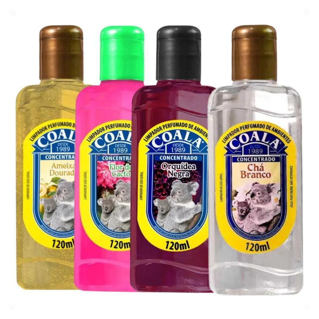 Kit Coala Limpadores Perfumados: Chá Branco, Ameixa Dourada, Flor de Cacto e Orquídea Negra 120ml