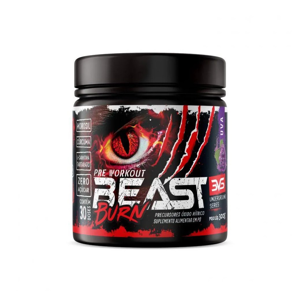 Beast Burn Pre Workout (300g) - Sabor: Maçã Verde