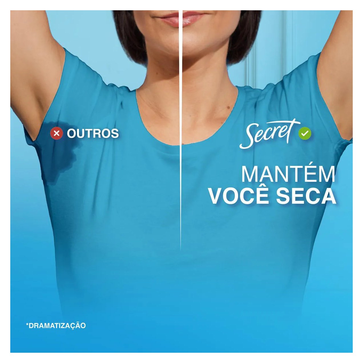 Desodorante Antitranspirante Stick Gel Secret Powder Protect Cotton Feminino 48h 73g