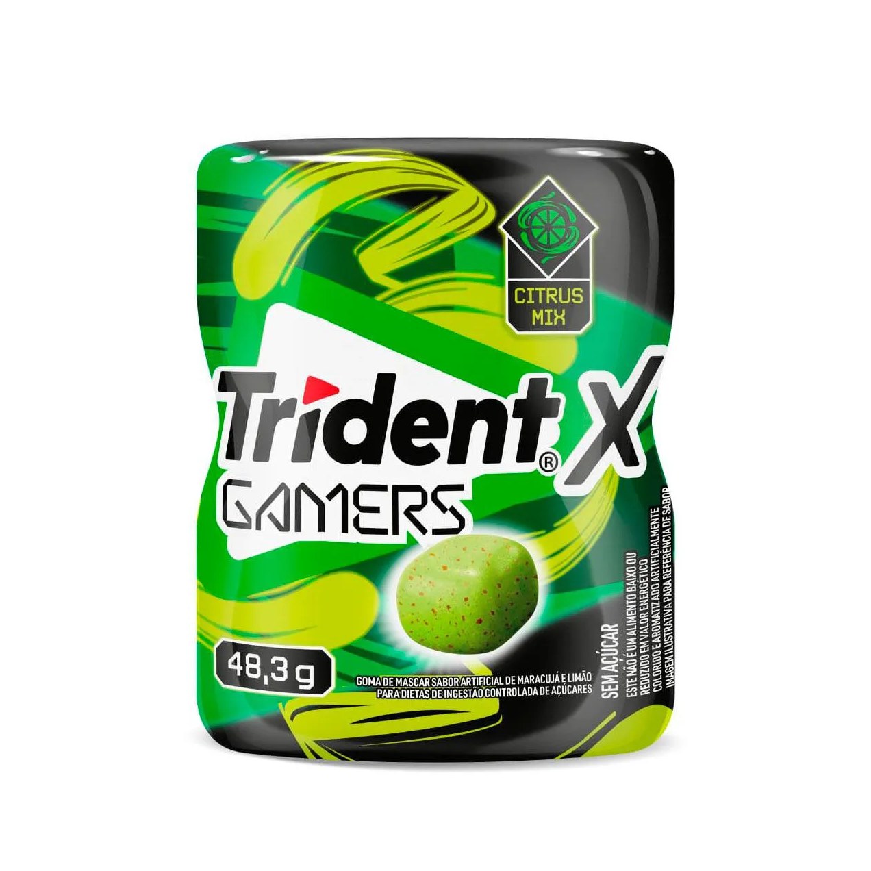 Goma de Mascar Trident X Gamers Citrus Mix Sem Açúcar 48,3g