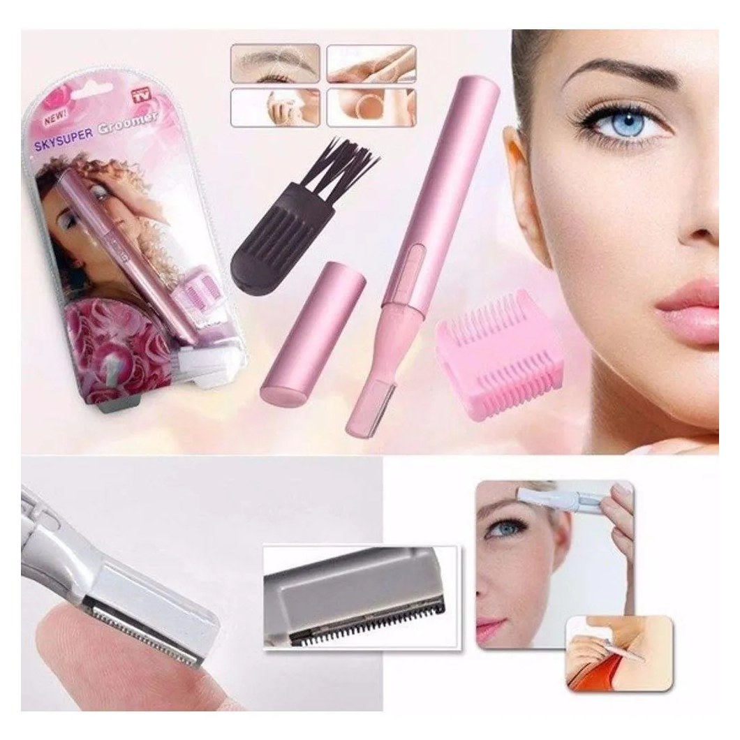 Depilador Aparador Feminino Facial Pelos Portátil Caneta Rosa
