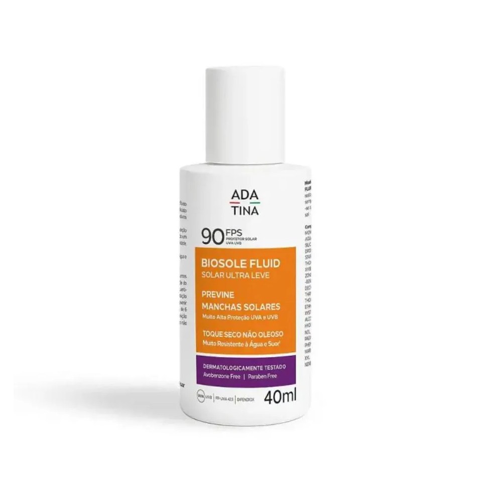 Protetor Solar Ada Tina Biosole Fluid Ultraleve Fps90 com 40Ml