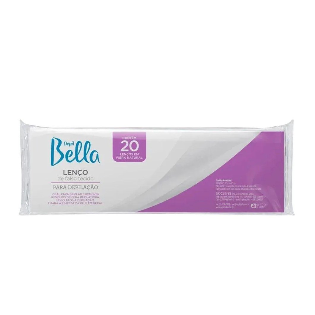 Lenços Depilação Falso Tecido Fibra Natural Depil Bella 20Un