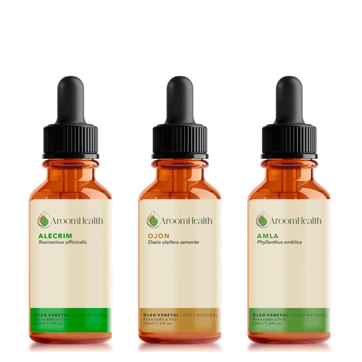 Kit Óleos Capilares de Alecrim, Semente de Ojon/batana e Amla -30 Ml Cada