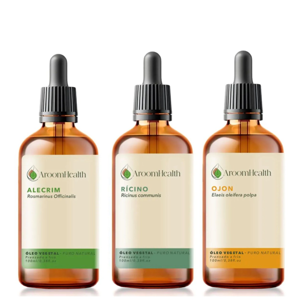 Kit Óleos Vegetais de Alecrim, Ojon Polpa/batana e Rícino -100ml Cada