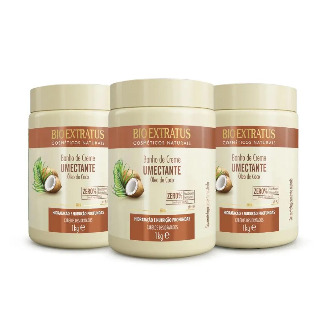 Kit Bio Extratus Banho de Creme Umectante 1kg 3 Itens