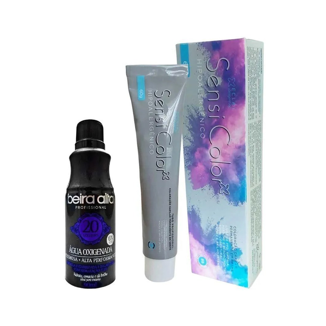 Tintura Hipoalergênica Alergoshop Cor 8.1 Louro Claro Acinzentado 60G + Água Oxigenada Vol. 20