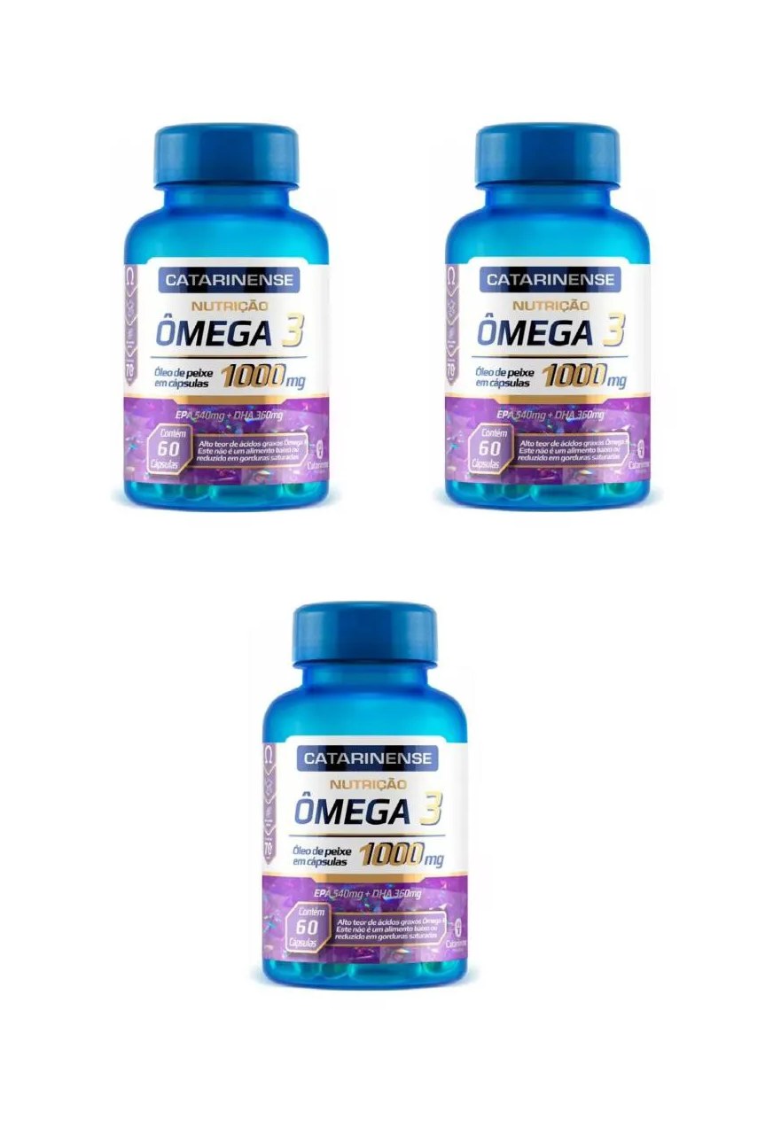 Kit 3 Suplemento Alimentar Catarinense Ômega 3 Nutrição 60Cp