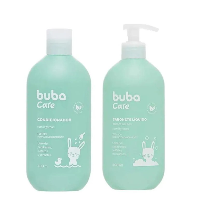 Kit Buba Care  Vegano sem Lágrimas Condicionador + Sabonete  Líquido400Ml