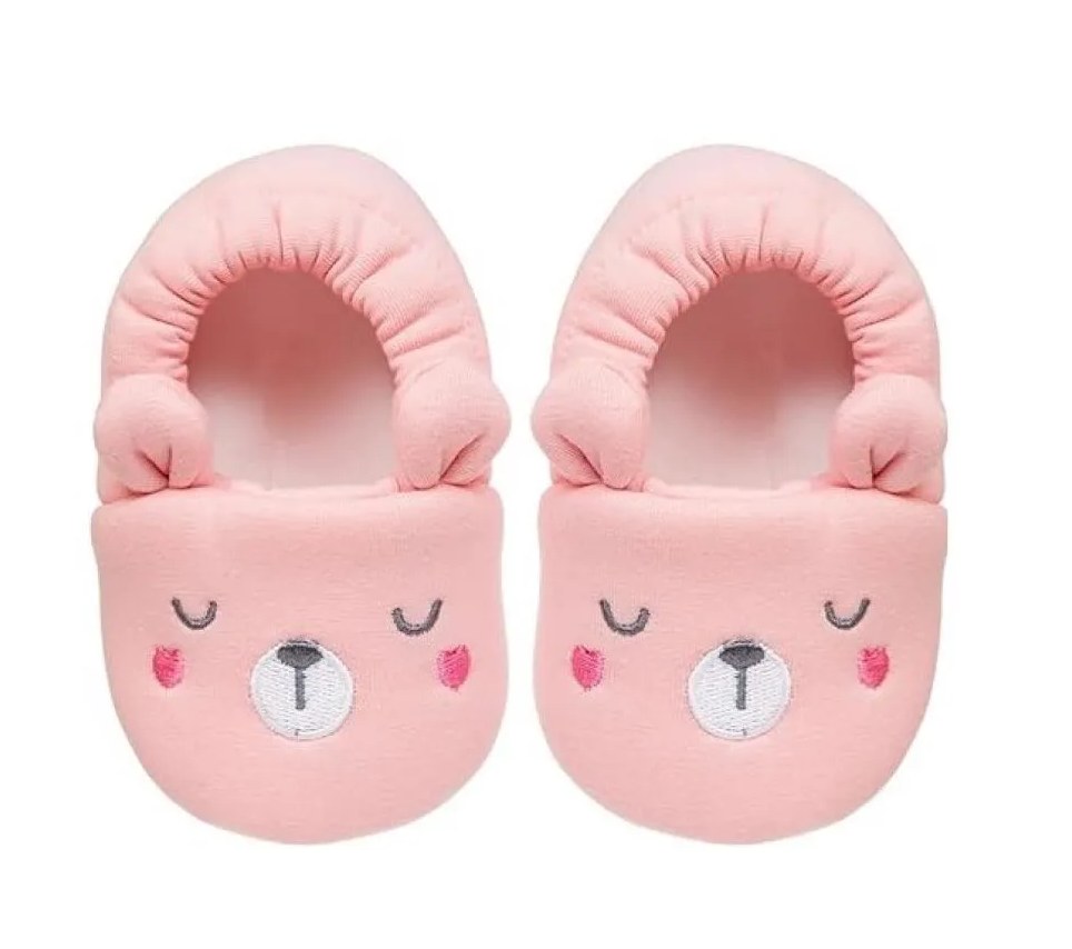Pantufa Antiderrapante Urso Rosa Buba 912