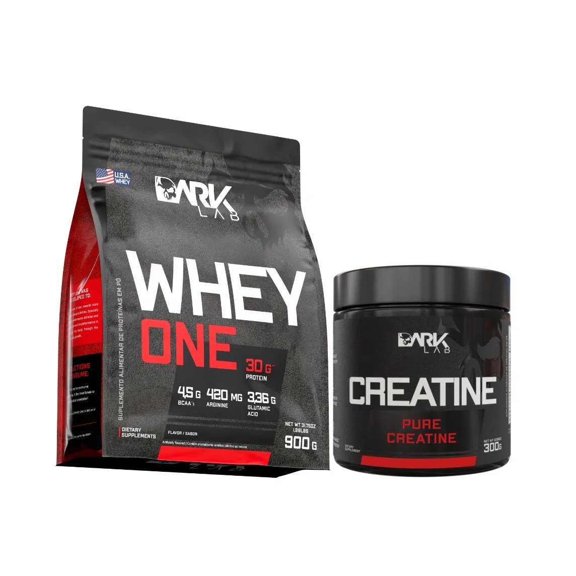 Kit Whey Protein One Refil Baunilha 900g + Creatina Monohidratada Pura 300g - Dark Lab