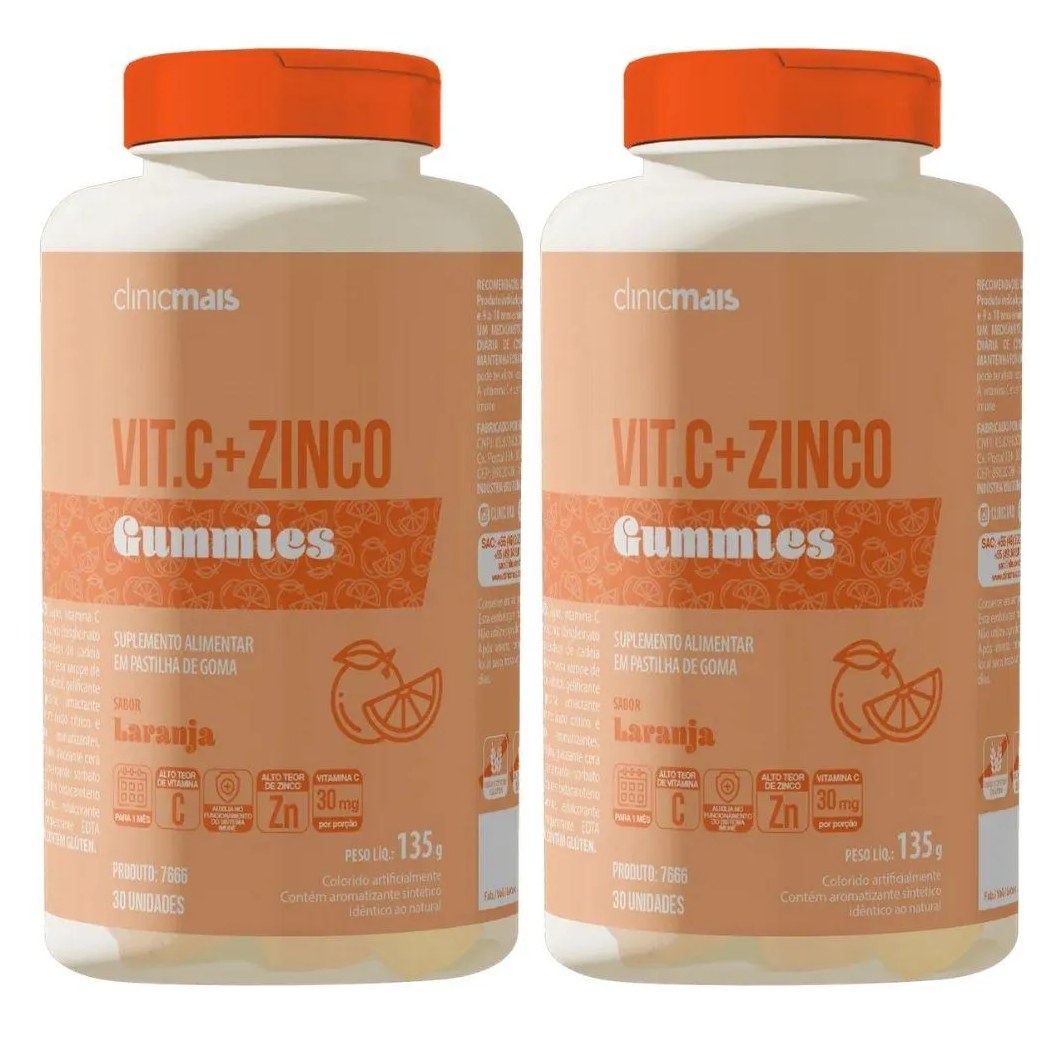 Kit 2X Vitamina C + Zinco Gummies 30 Gomas - Clinicmais