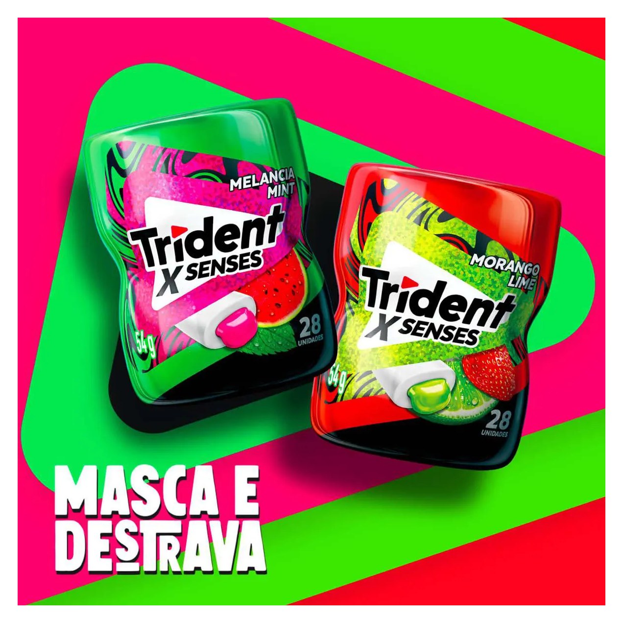 Goma de Mascar Trident X Senses Melancia Mint Sem Açúcar 54g