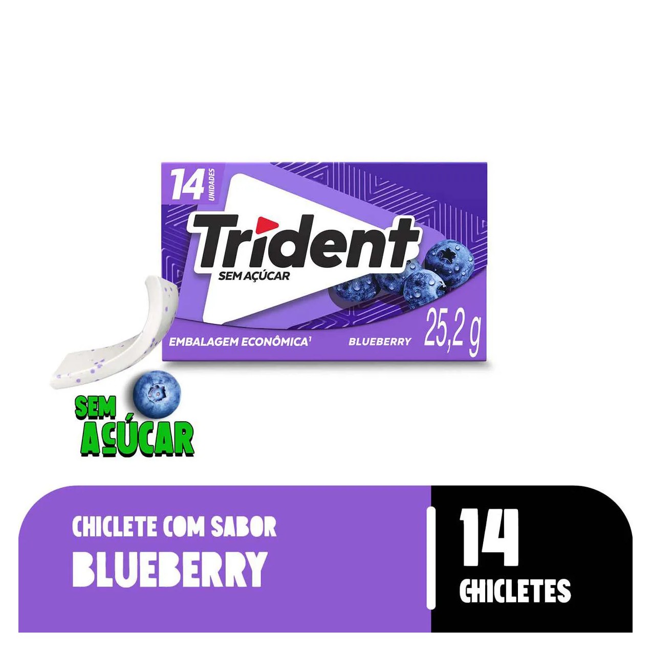 Goma de Mascar Trident Blueberry Sem Açúcar 25,2g
