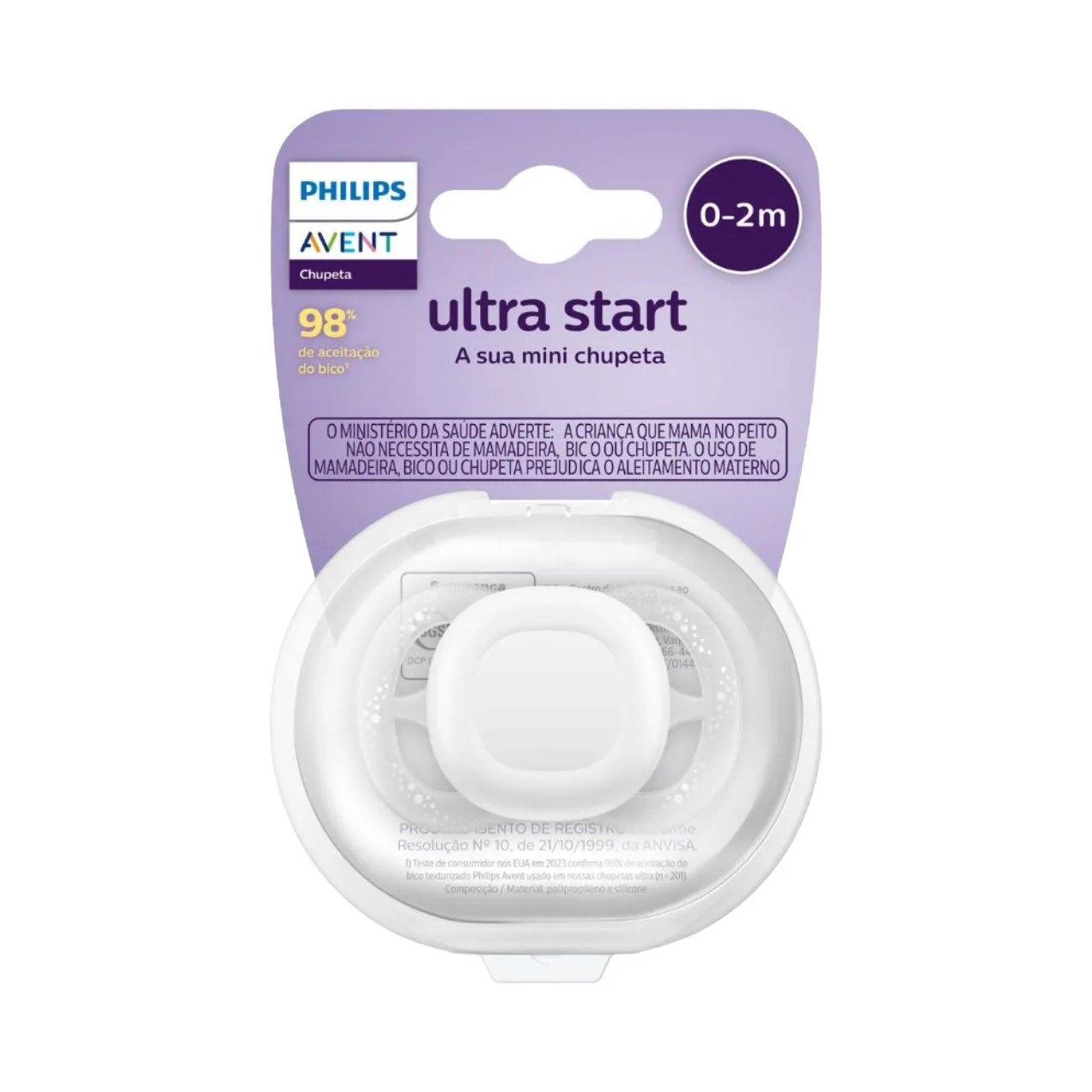 Chupeta Philips Avent Ultra Start Neutra Individual 0-2m 1 unidade