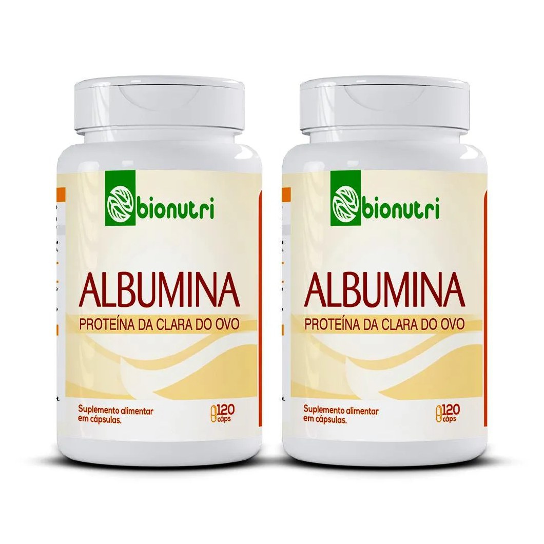Kit 2x Albumina 100% Proteina Pura 500mg 120 cápsulas - Bionutri.