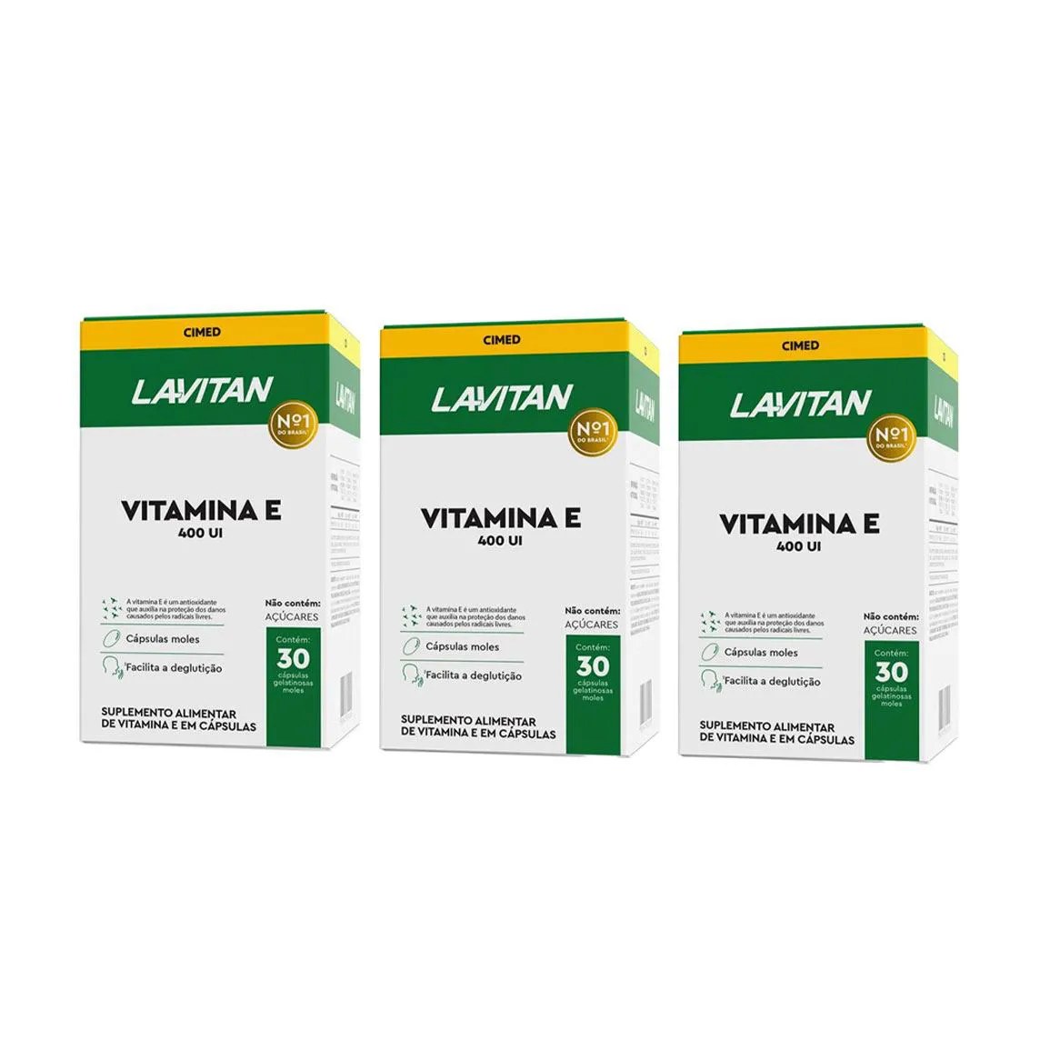 Kit 3 Lavitan Vitamina e 400Ui Suplemento - 30 Caps - Cimed