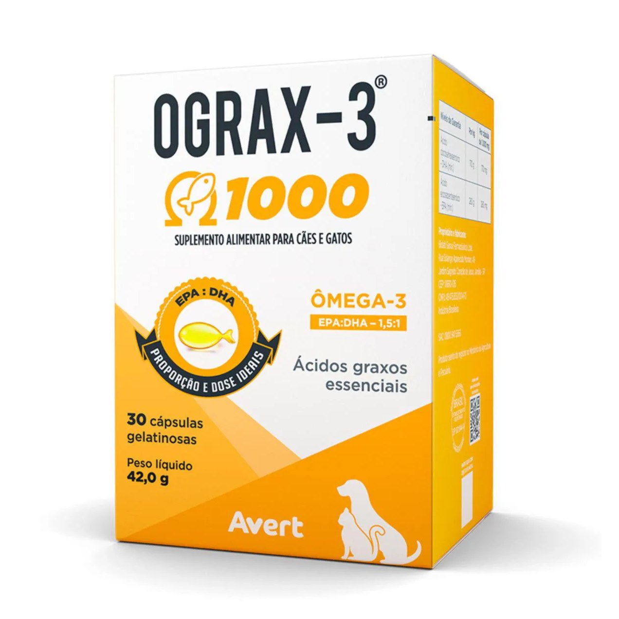 Suplemento Alimentar Ograx Ômega 3 1000Mg 30 Cápsulas para Cães e Gatos