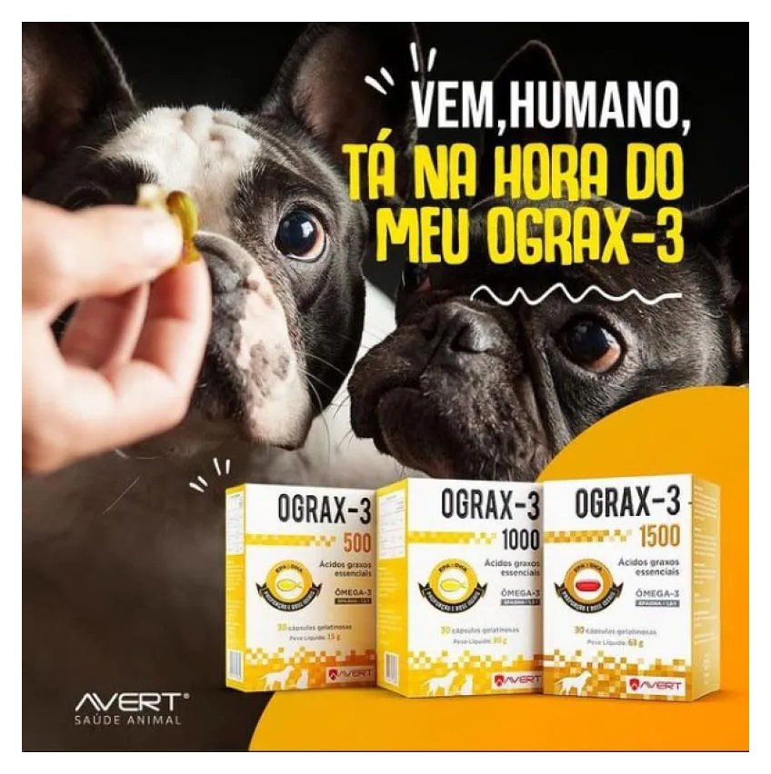 Suplemento Alimentar Ograx Ômega-3 1500 30 Cápsulas para Cães