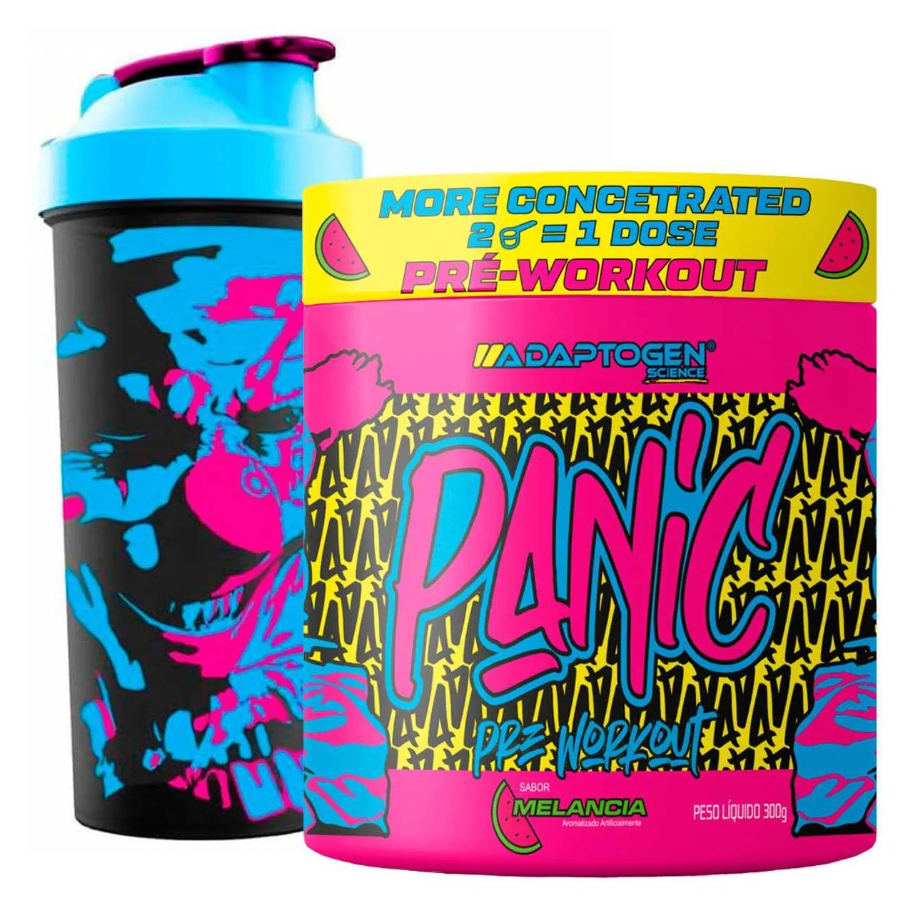 Pré Treino Panic 300G Adaptogen Coqueteleira Panic Melancia