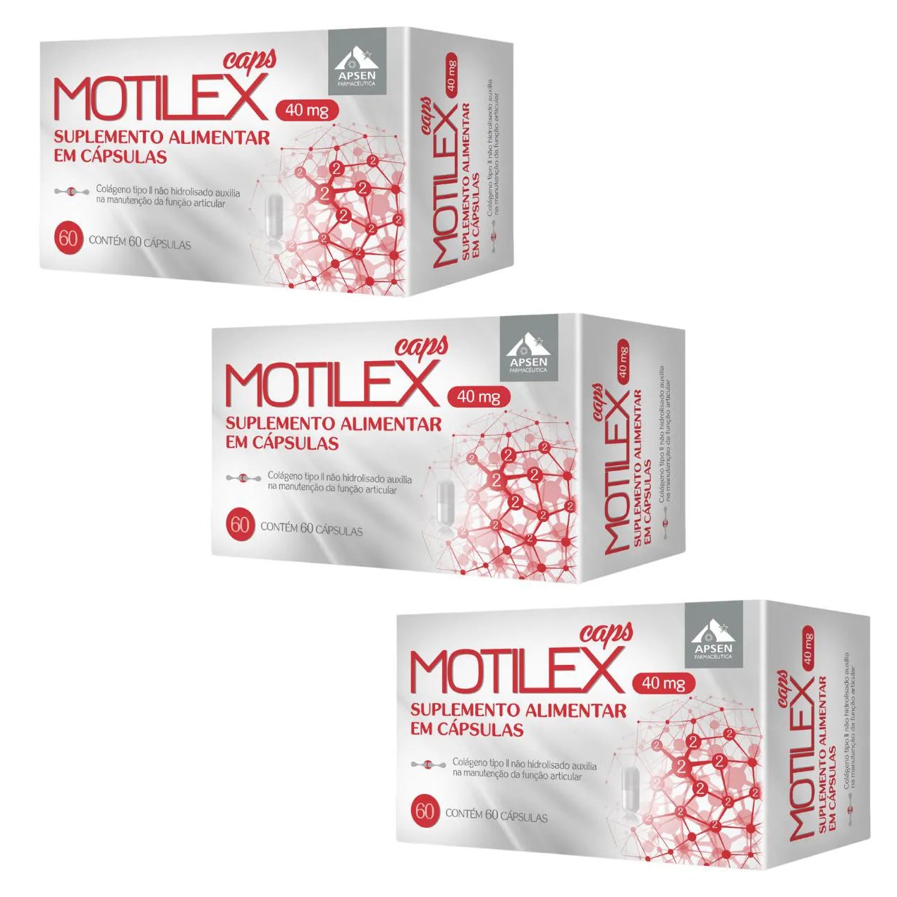 Kit 3 Cx Motilex Caps C/60 - Colágeno Tipo 2