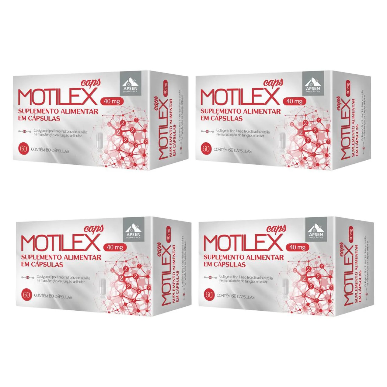 Kit 4 Cx Motilex Caps C/60 - Colágeno Tipo 2