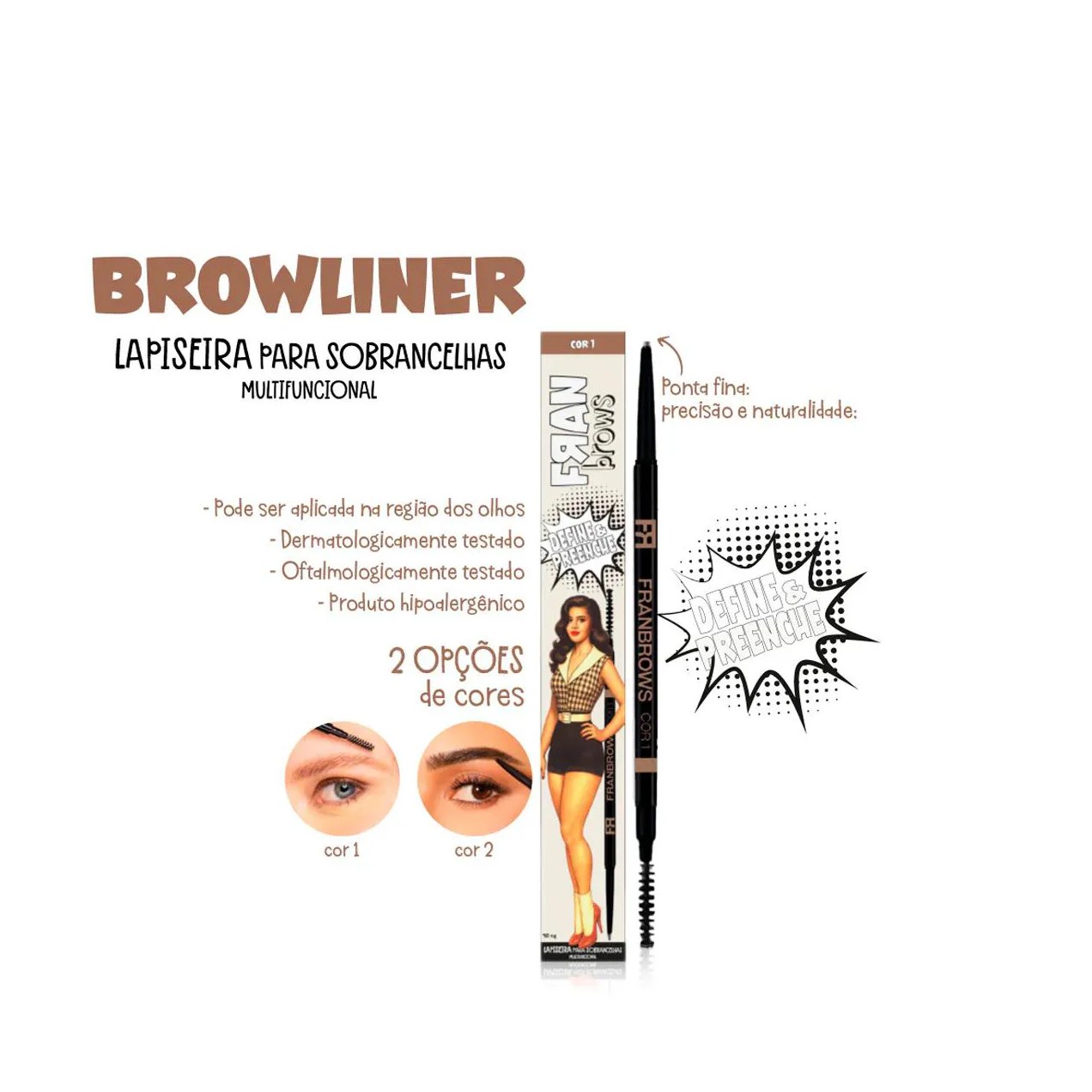 Franbrow By Franciny Ehlke Browliner Multifuncional 01 - Lapiseira para Sobrancelha 90Mg
