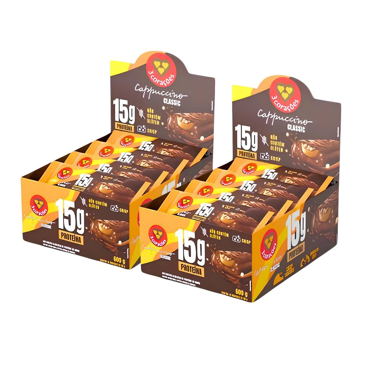 2X Barra Proteica 3 Corações Cappuccino Classic 12Un 50G