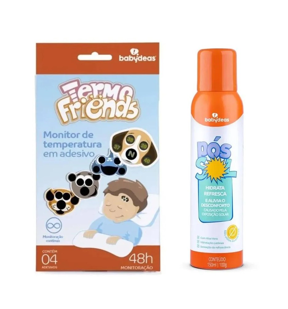 Kit Adesivo Monitor de Temperatura + Spray Pós Sol Hidratação 150Ml Babydeas