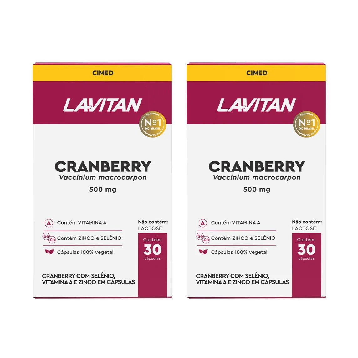 Kit 2 Lavitan Cranberry Suplemento - 30 Caps - Cimed