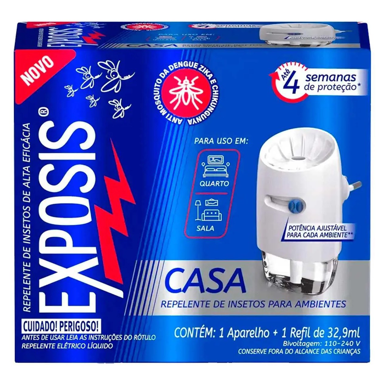 2 Aparelhos Repelente Elétrico + Refil Exposis Casa 32,9Ml
