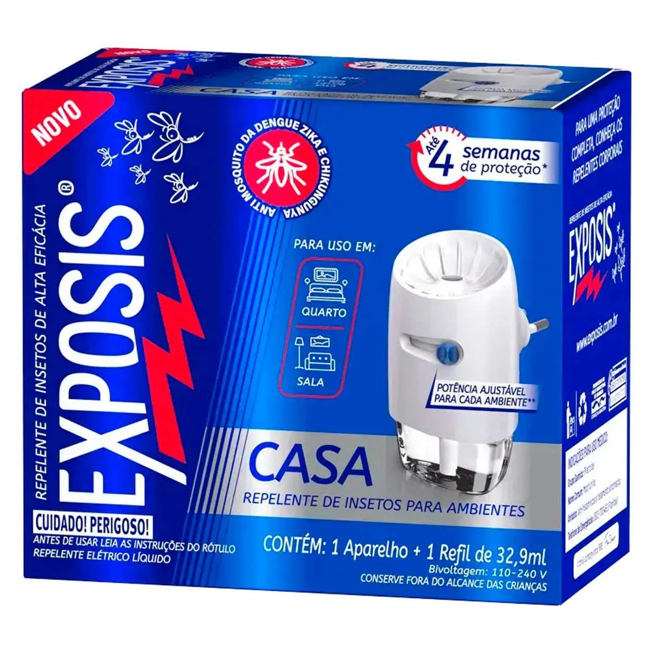 2 Aparelhos Repelente Elétrico + Refil Exposis Casa 32,9Ml