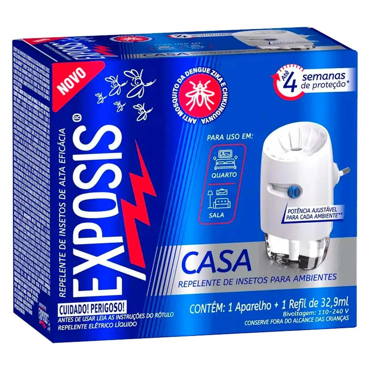 2 Aparelhos Repelente Elétrico + Refil Exposis Casa 32,9Ml
