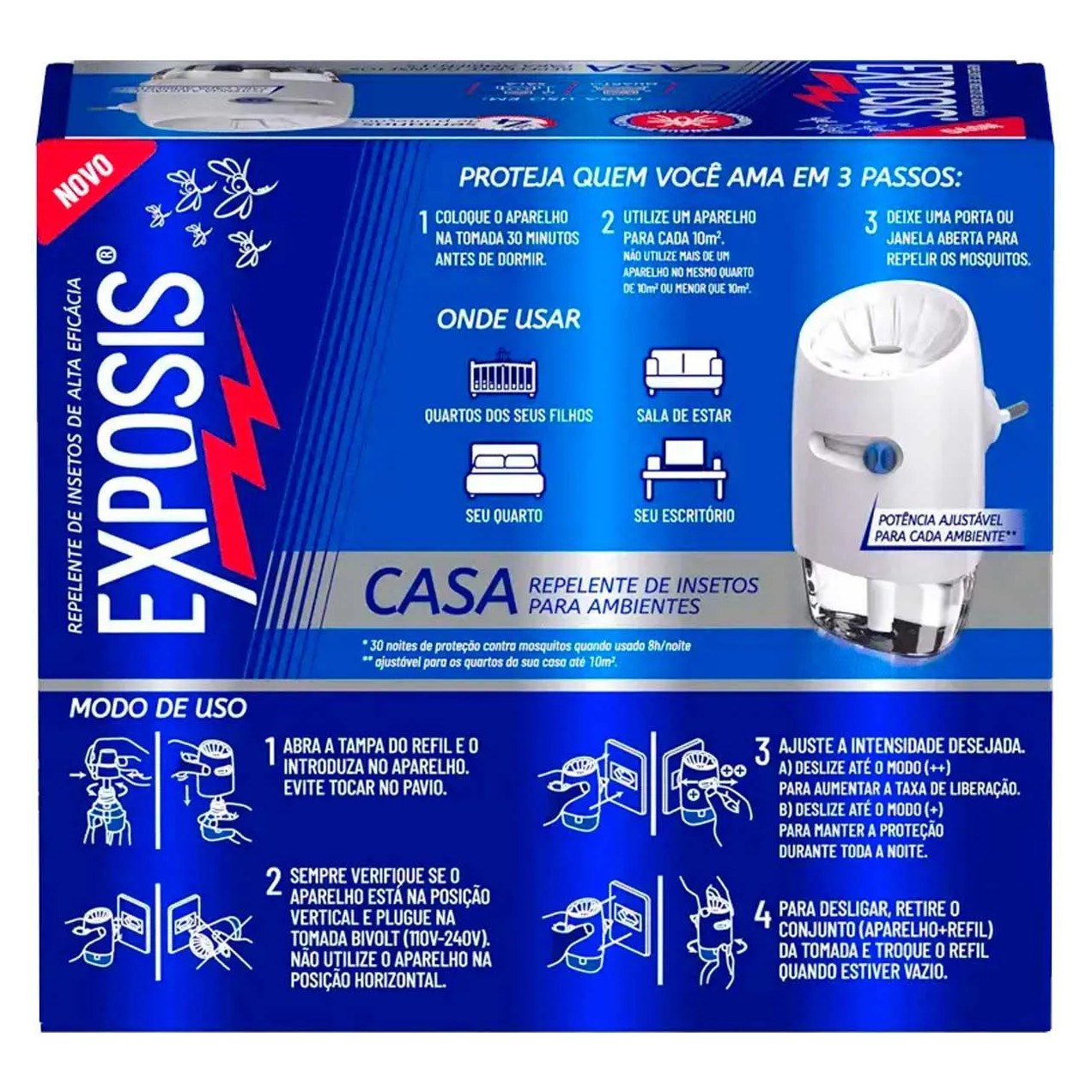 2 Aparelhos Repelente Elétrico + Refil Exposis Casa 32,9Ml