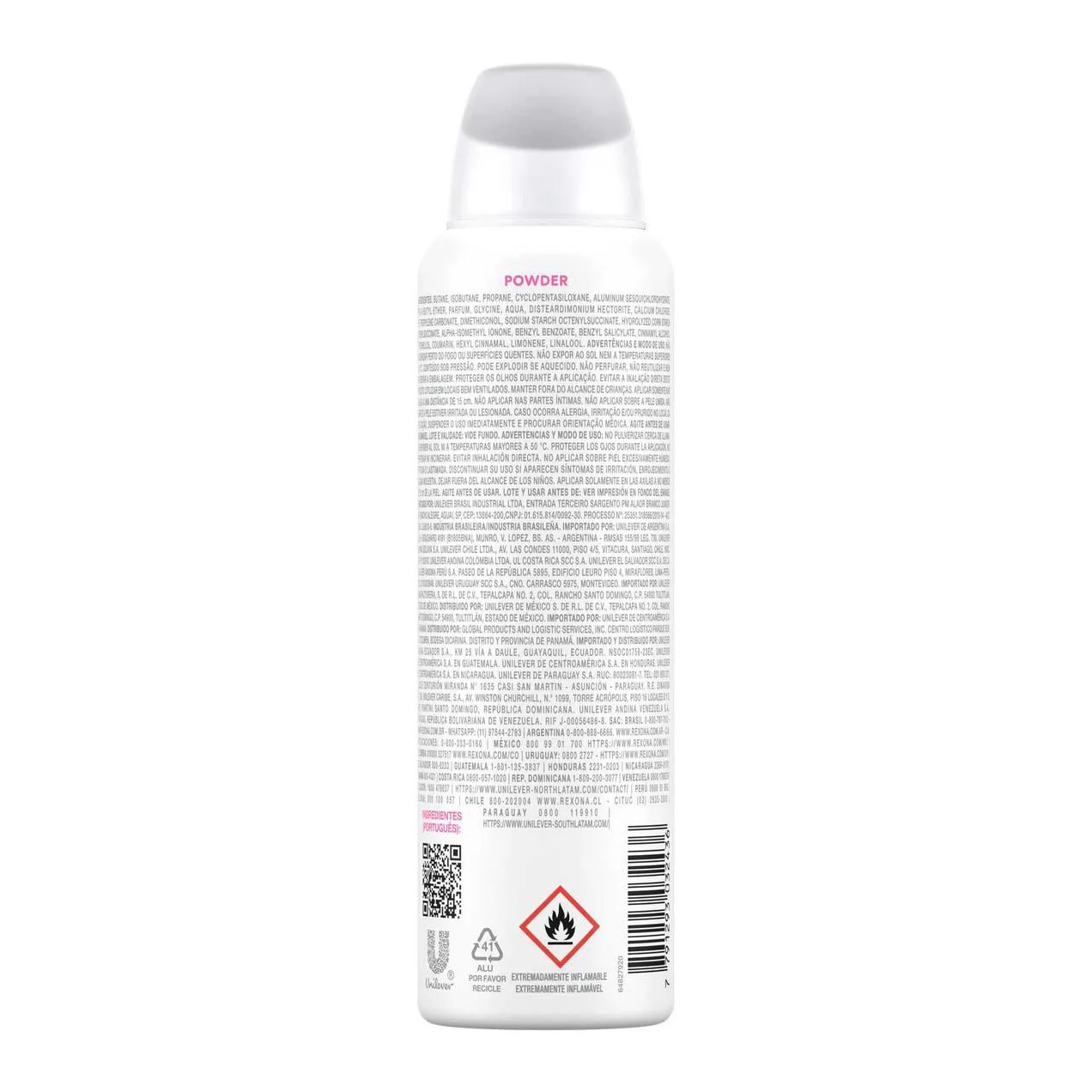 Desodorante Antitranspirante Aerosol Rexona Powder Dry Feminino 72h 150ml