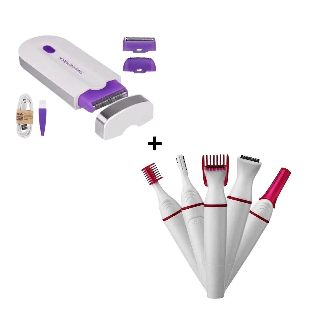 Kit Depilador Luz Yes Finishing + Depilador Elétrico 5 em 1 Remoção de Pelos Rápida e sem Dor