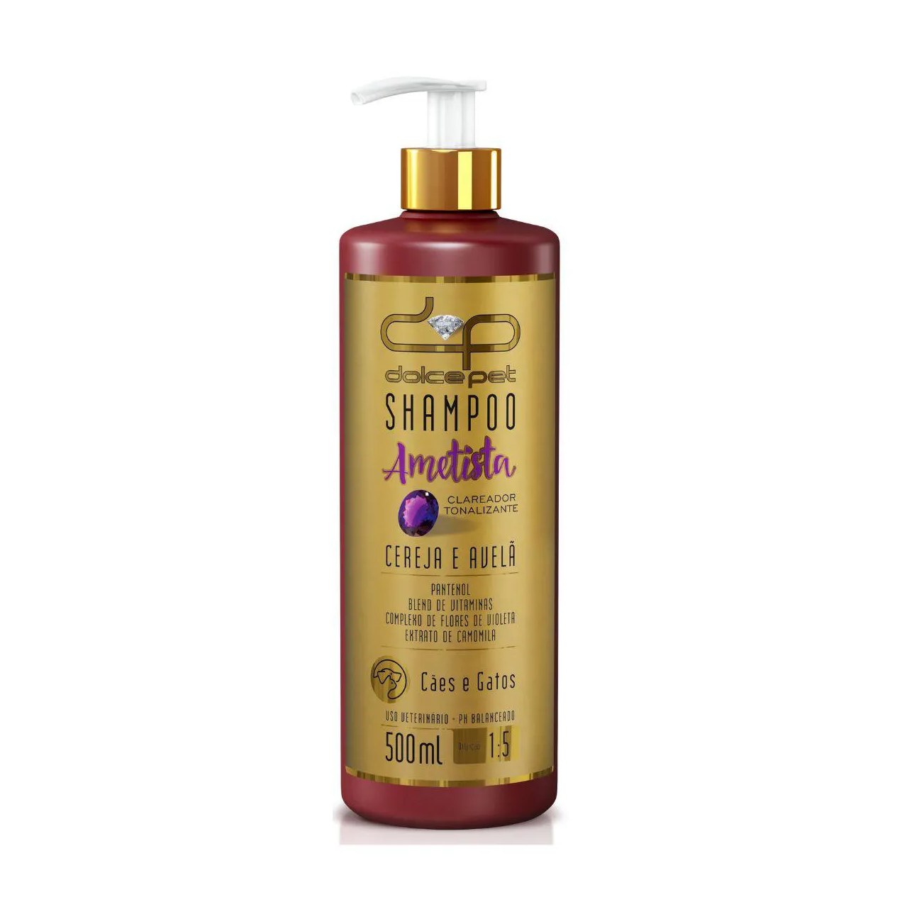 Shampoo Clareador Tonalizante Cereja e Avelã Dolce Pet Cães e Gatos - 500 Ml