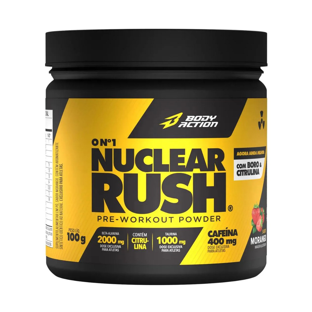 Pre Treino Nuclear Rush Cafeína Body Action Morango 100G
